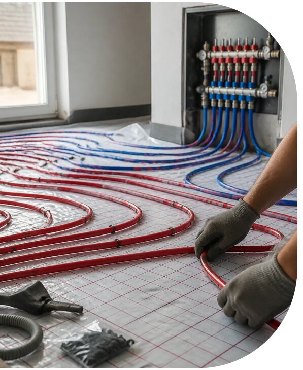 Монтаж теплого пола в частном доме под ключ в Куйбышеве